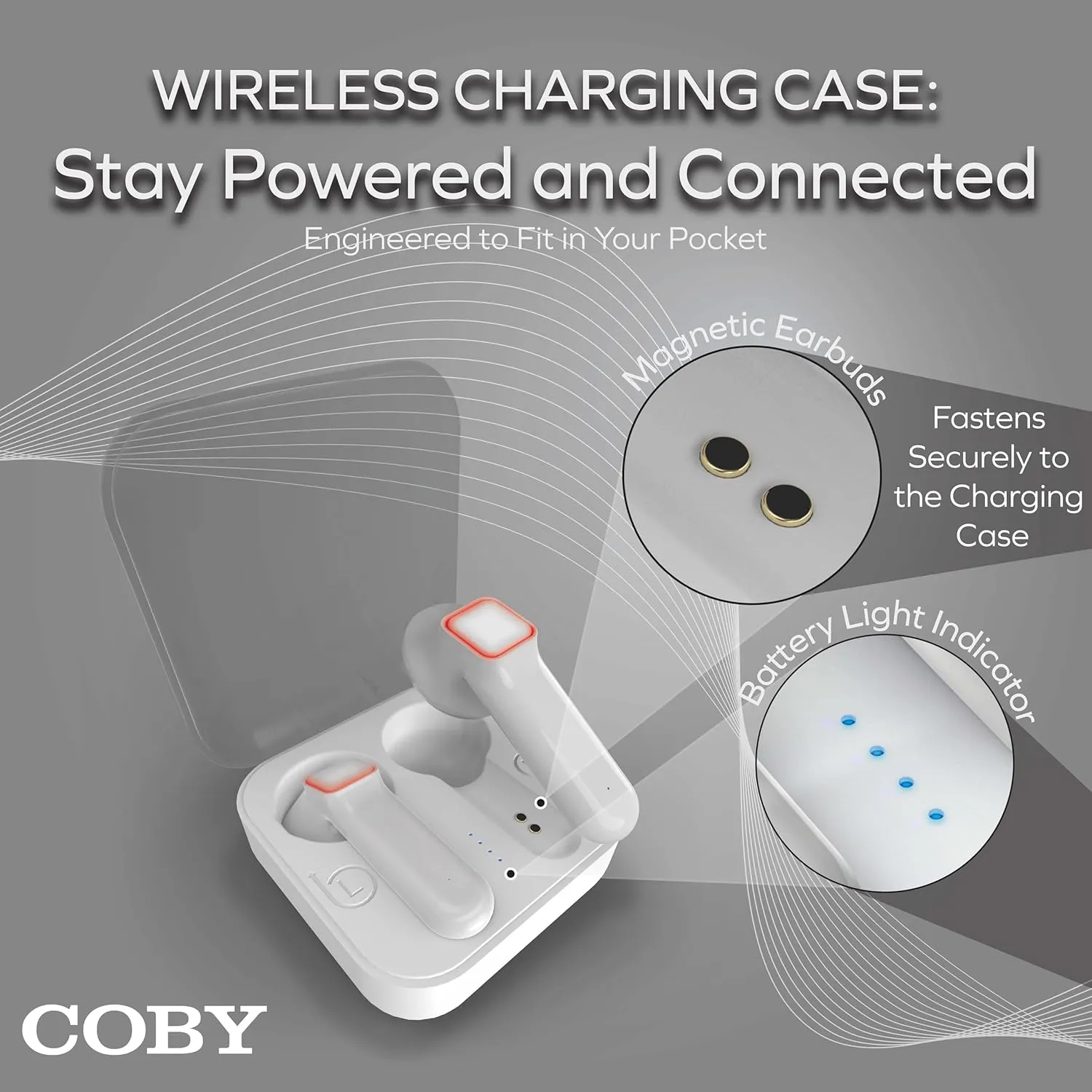 Coby Sweat-Resistant True Wireless Earbuds | in-Ear Bluetooth Earphones | 12H Playtime | Voice Assistant Support | Noise-Isolating | Built-in Mic | Dedicated Audio Controls (White)