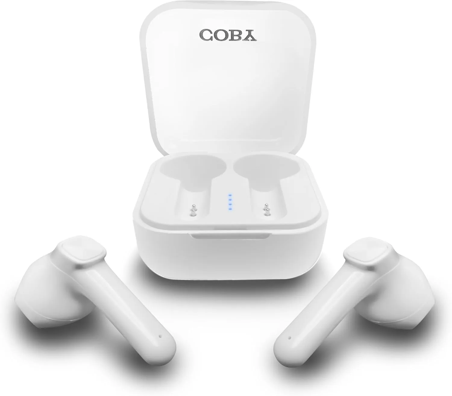 Coby Sweat-Resistant True Wireless Earbuds | in-Ear Bluetooth Earphones | 12H Playtime | Voice Assistant Support | Noise-Isolating | Built-in Mic | Dedicated Audio Controls (White)