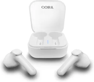 Coby Sweat-Resistant True Wireless Earbuds | in-Ear Bluetooth Earphones | 12H Playtime | Voice Assistant Support | Noise-Isolating | Built-in Mic | Dedicated Audio Controls (White)