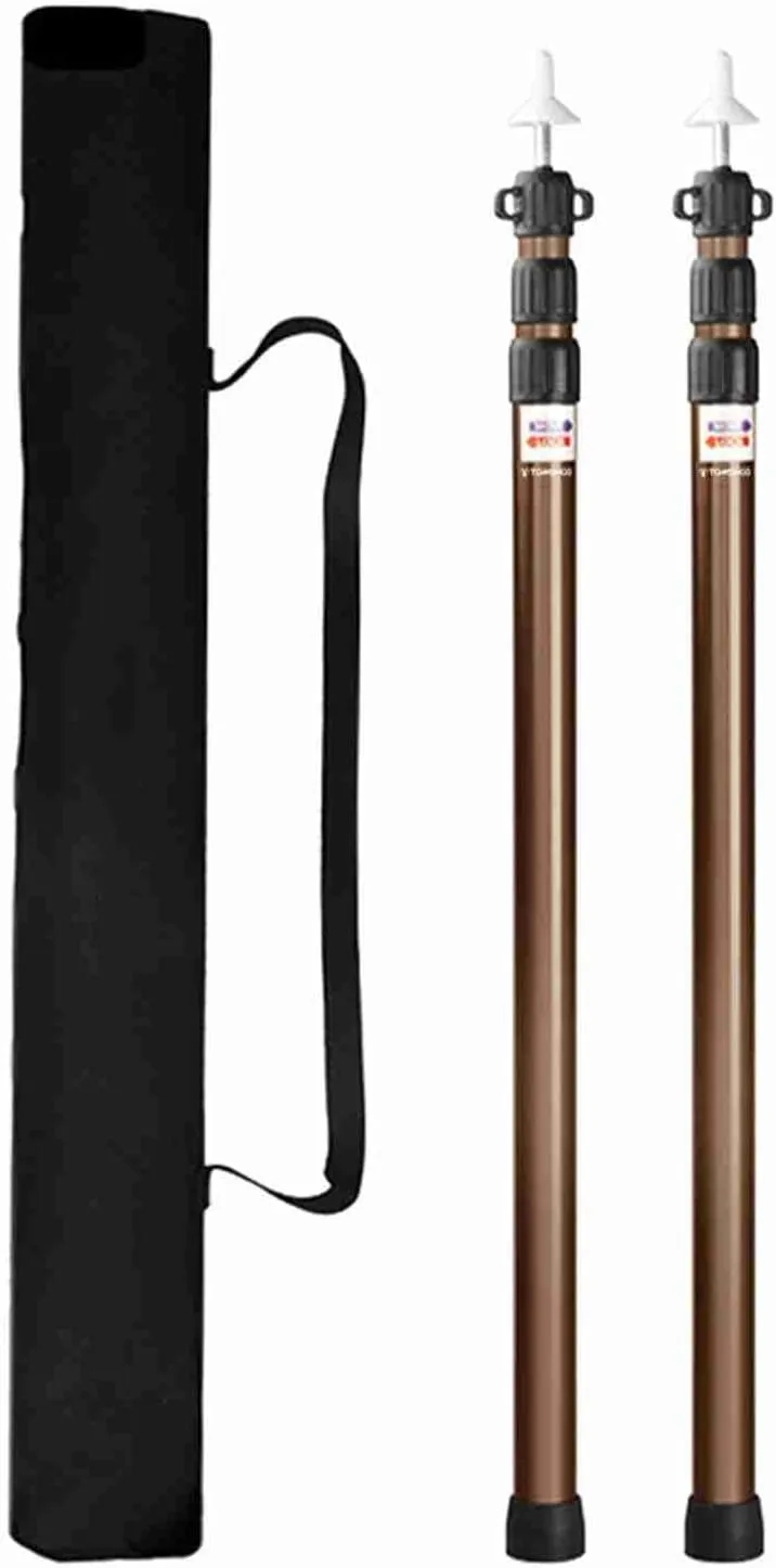 Cocoarm 2pcs Tent Poles Telescoping Tarp Poles 6061 Aluminum Camping Tarp Pole 35.43-90.55inch Adjustable Poles for Tents Tarps Awnings Shelters and More, Anti Slip Rubber Pads (#4)