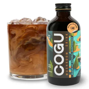 Cogu Concentrated Coffee Alternative, Mushroom Drink with Chaga, Reishi, Lion's Mane, Ashwagandha, Ginseng, Maca, and other adaptogens. 16 servings