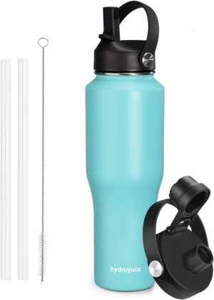 Cold Water Drink Water Bottle with Stainless Steel,Wide Mouth Vacuum Thermos Flask with BPA-free,Metal Vacuum Flask with Straw Lid and Leak Proof,BPA-Free,Travel、Gym & Sports