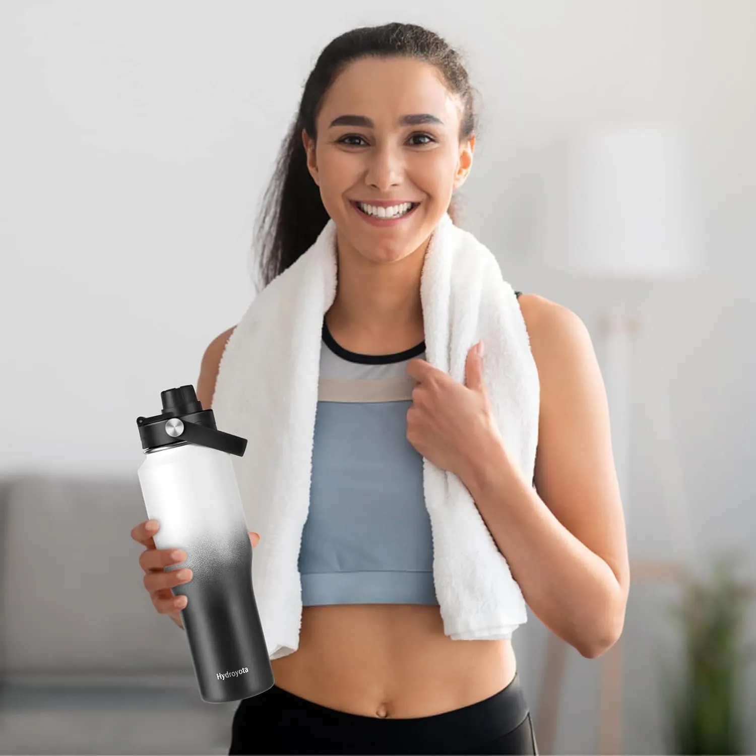Cold Water Drink Water Bottle with Stainless Steel,Wide Mouth Vacuum Thermos Flask with BPA-free,Metal Vacuum Flask with Straw Lid and Leak Proof,BPA-Free,Travel、Gym & Sports
