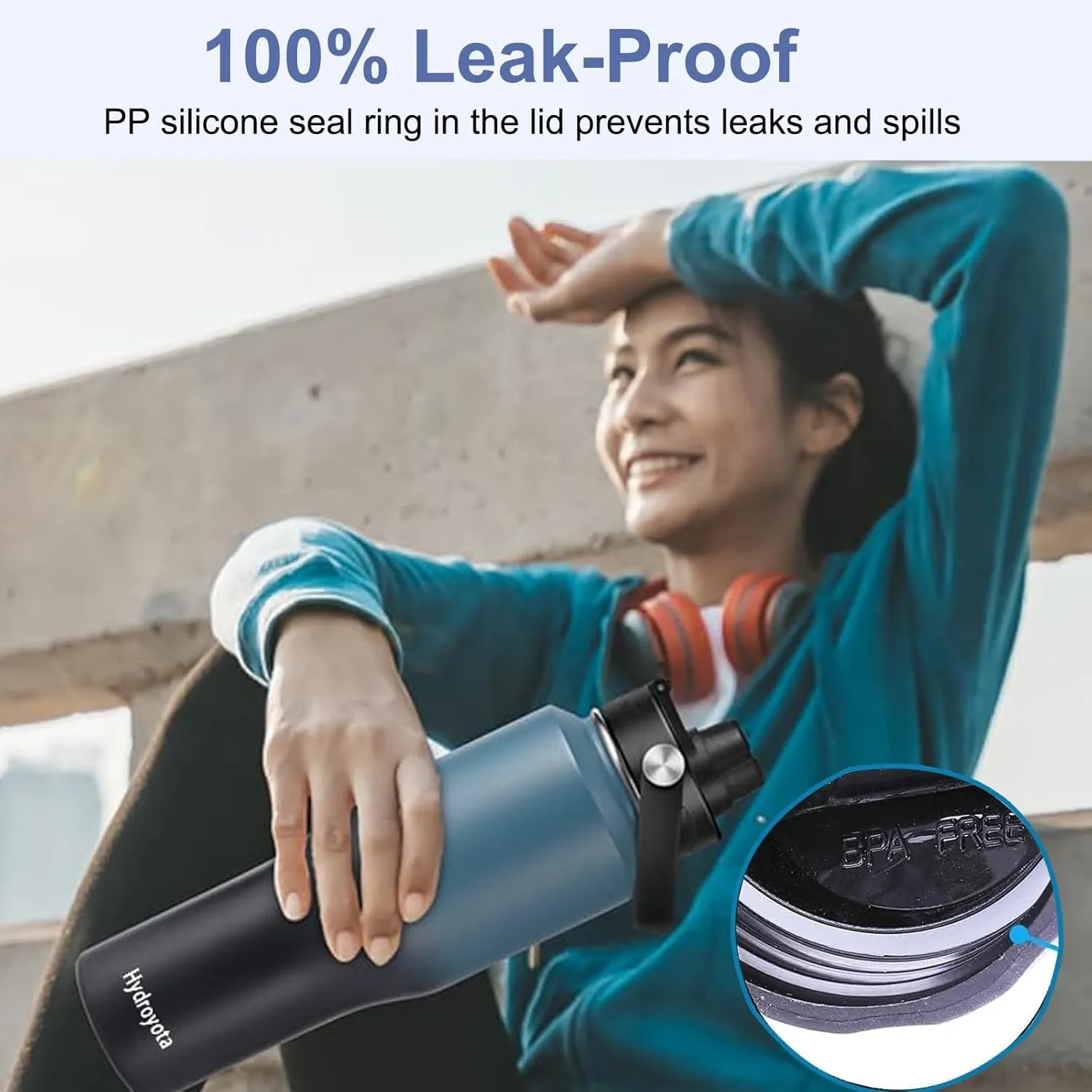Cold Water Drink Water Bottle with Stainless Steel,Wide Mouth Vacuum Thermos Flask with BPA-free,Metal Vacuum Flask with Straw Lid and Leak Proof,BPA-Free,Travel、Gym & Sports