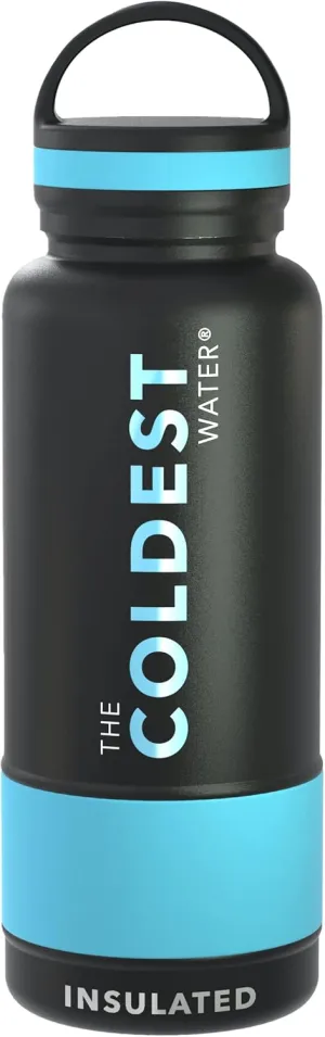 Coldest Insulated Water Bottle with Handle Lid | Leak Proof, Insulated Modern Stainless Steel, Triple Walled, Sport Thermos Bottles, Metal Flask | 32oz