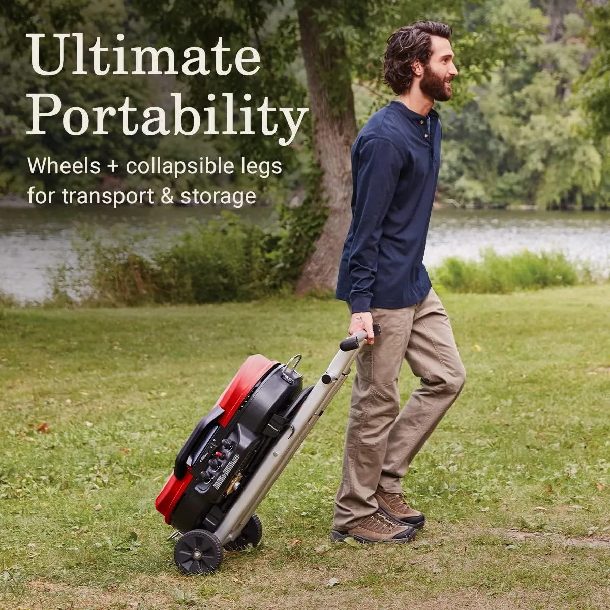 Coleman RoadTrip 285 Portable Stand-Up Propane Grill with 3 Adjustable Burners & Instastart Ignition, 20,000 BTUs of Power for Outdoor Cooking