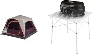 Coleman Skylodge 4/6/8/10/12 Person Instant Setup Camping Tent and Roadtrip 225 Portable Propane Grill Bundle