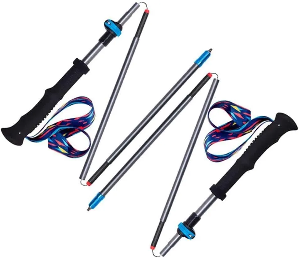 Collapsible Hiking Poles - 2pc Pack, Lightweight Carbon Fiber Trekking Poles with Adjustable Quick Flip-Lock, Foldable Z-Type Design, Anti-Slip EVA Foam Handles