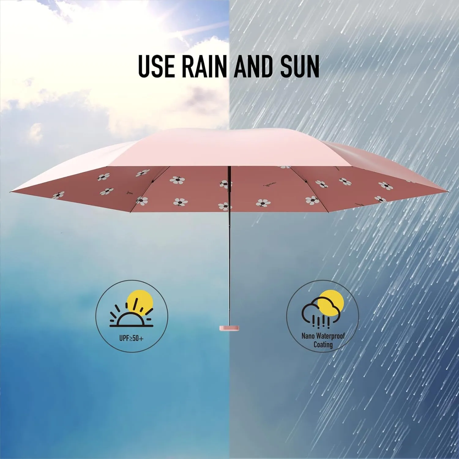 Compact Mini Umbrella for purse-Lightweight,Fold and UV Umbrella for Rain-Suitable for women, girls, kids