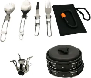 Compact Portable Camping Cookware Kit Aluminum Pots Utensils for Hiking Backpacking Outdoor Cooking