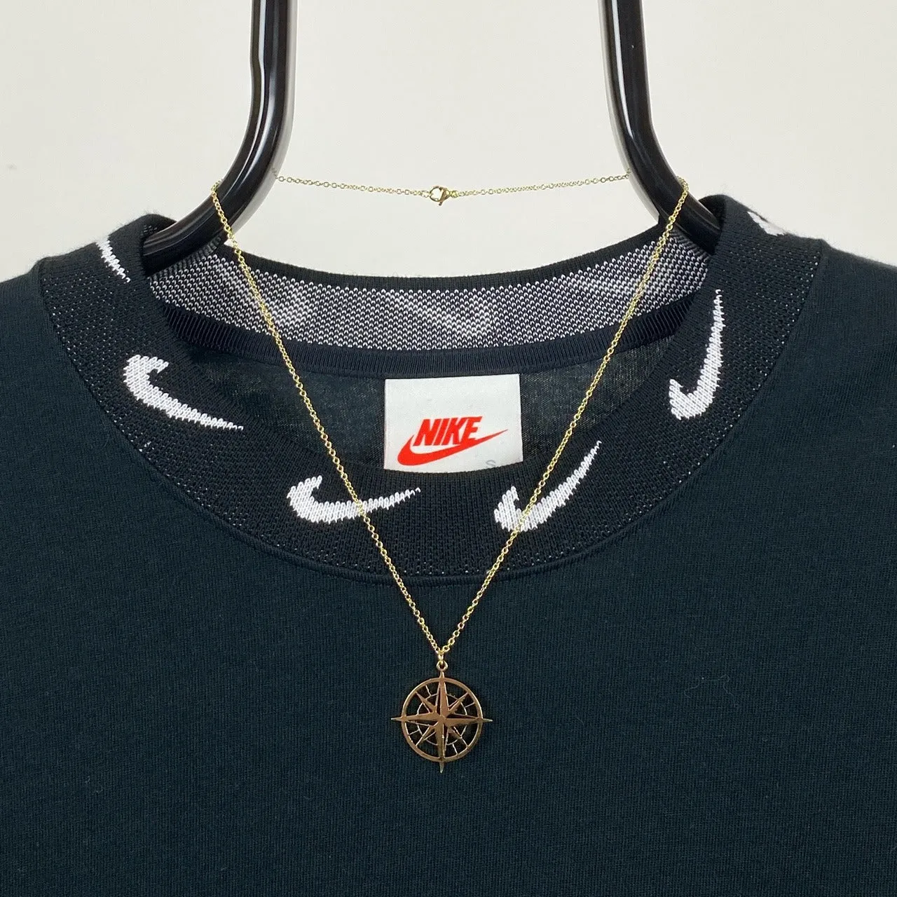 Compass Charm Necklace Chain Gold