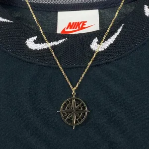 Compass Charm Necklace Chain Gold
