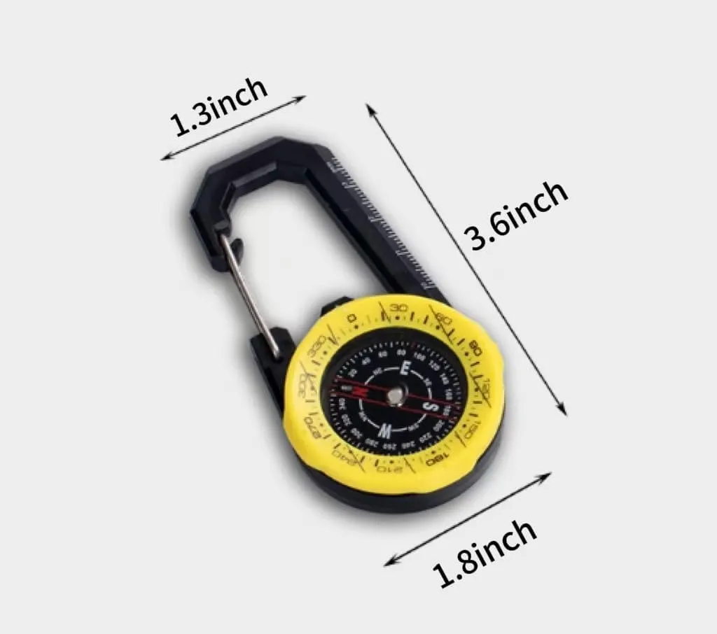 Compass Hiking Survival, Compass with a Scale for Men/Kids with Small and Practical Camping Light, Ideal for Hiking, Backpacking, Camping Accessory, Carabiner Compass and Light