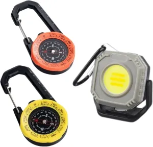 Compass Hiking Survival, Compass with a Scale for Men/Kids with Small and Practical Camping Light, Ideal for Hiking, Backpacking, Camping Accessory, Carabiner Compass and Light