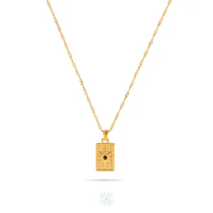 COMPASS Rectangular Pendant Gold Necklace