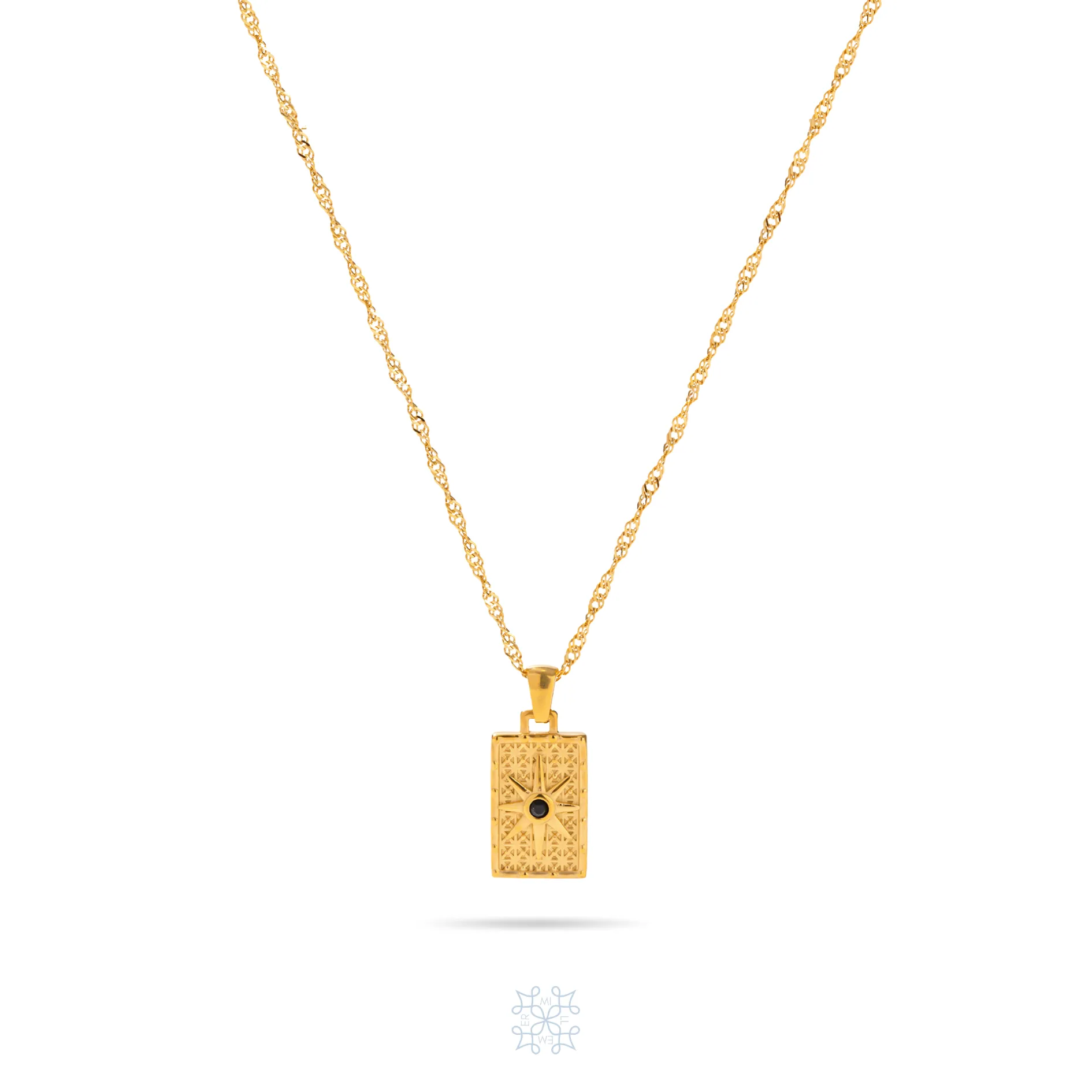 COMPASS Rectangular Pendant Gold Necklace