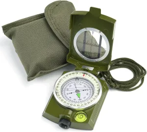 Compass,High Accuracy Waterproof Military Compass with Carrying Bag, Lensatic Sighting, Waterproof and Shakeproof Compass, Army Green Suitable for Camping Hiking (Army Green)