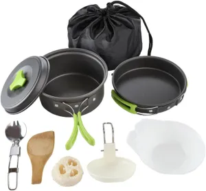Complete 1-2 Person Cooking Utensils Set Portable Outdoor Camping Cookware for Hiking