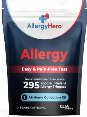 Comprehensive Food and Environmental Allergy Test Kit with 295 Triggers for Adults & Kids – Easy and Pain-Free at-Home Use Allergy Test Kit with Accurate Results