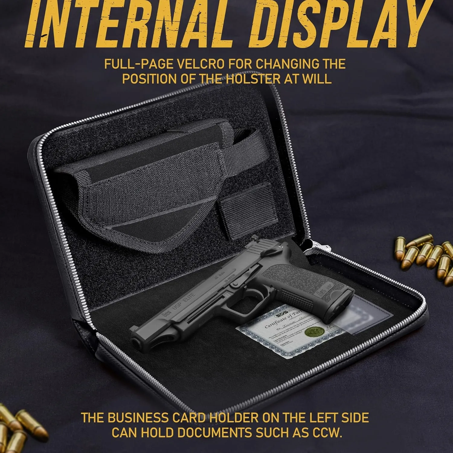 Concealed Carry Gun Pouch, Holy Bible Leather Soft Pistol Case, Lockable Zipper, Handgun Case for 9mm& Glock Guns Storage or Transport