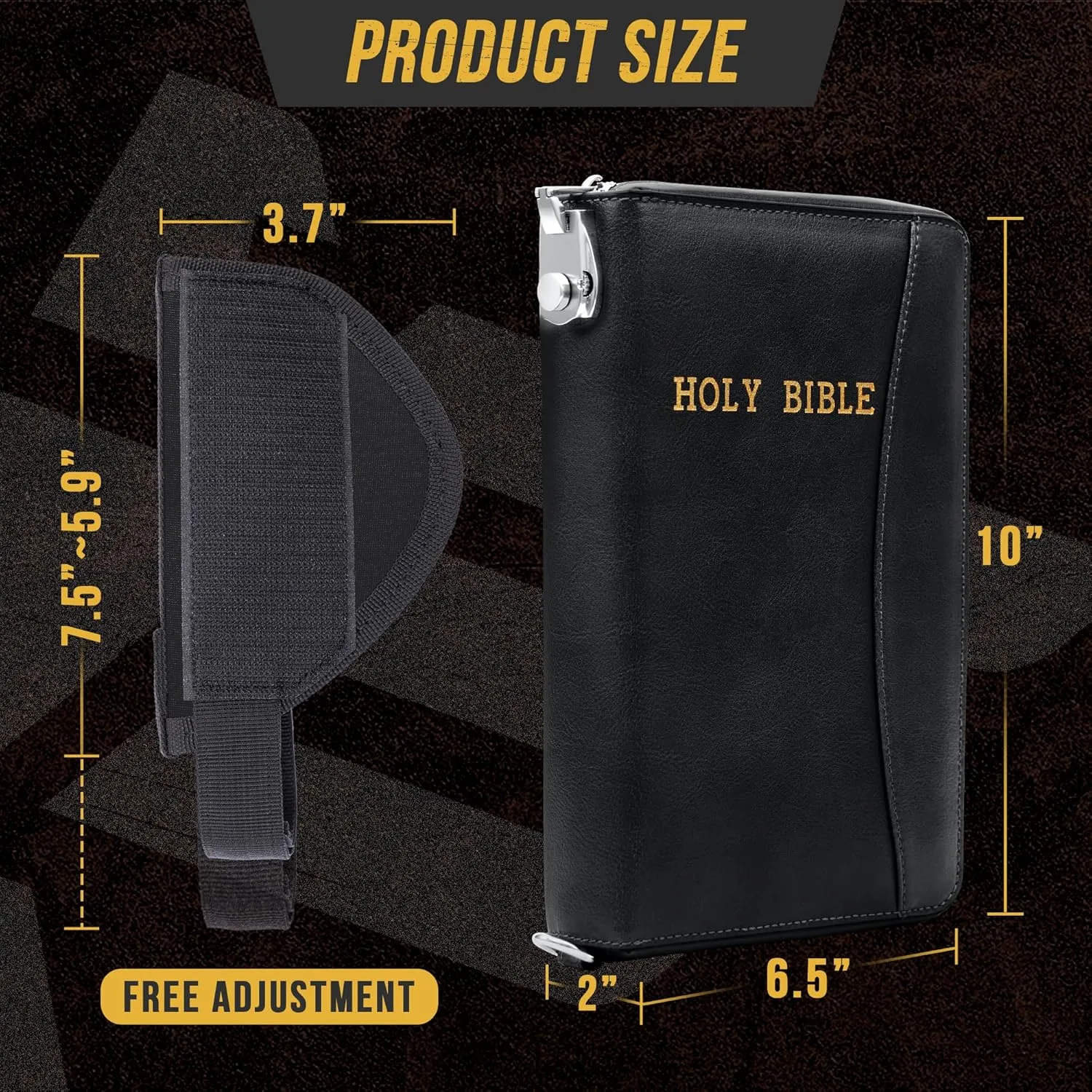 Concealed Carry Gun Pouch, Holy Bible Leather Soft Pistol Case, Lockable Zipper, Handgun Case for 9mm& Glock Guns Storage or Transport