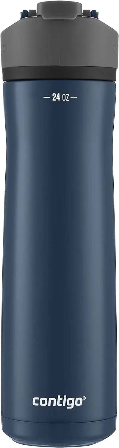 Contigo Jackson Chill 2.0 Vacuum-Insulated Stainless Steel Water Bottle, Secure Lid Technology & Cortland Chill 2.0 Stainless Steel Vacuum-Insulated Water Bottle with Spill-Proof Lid, Blueberry
