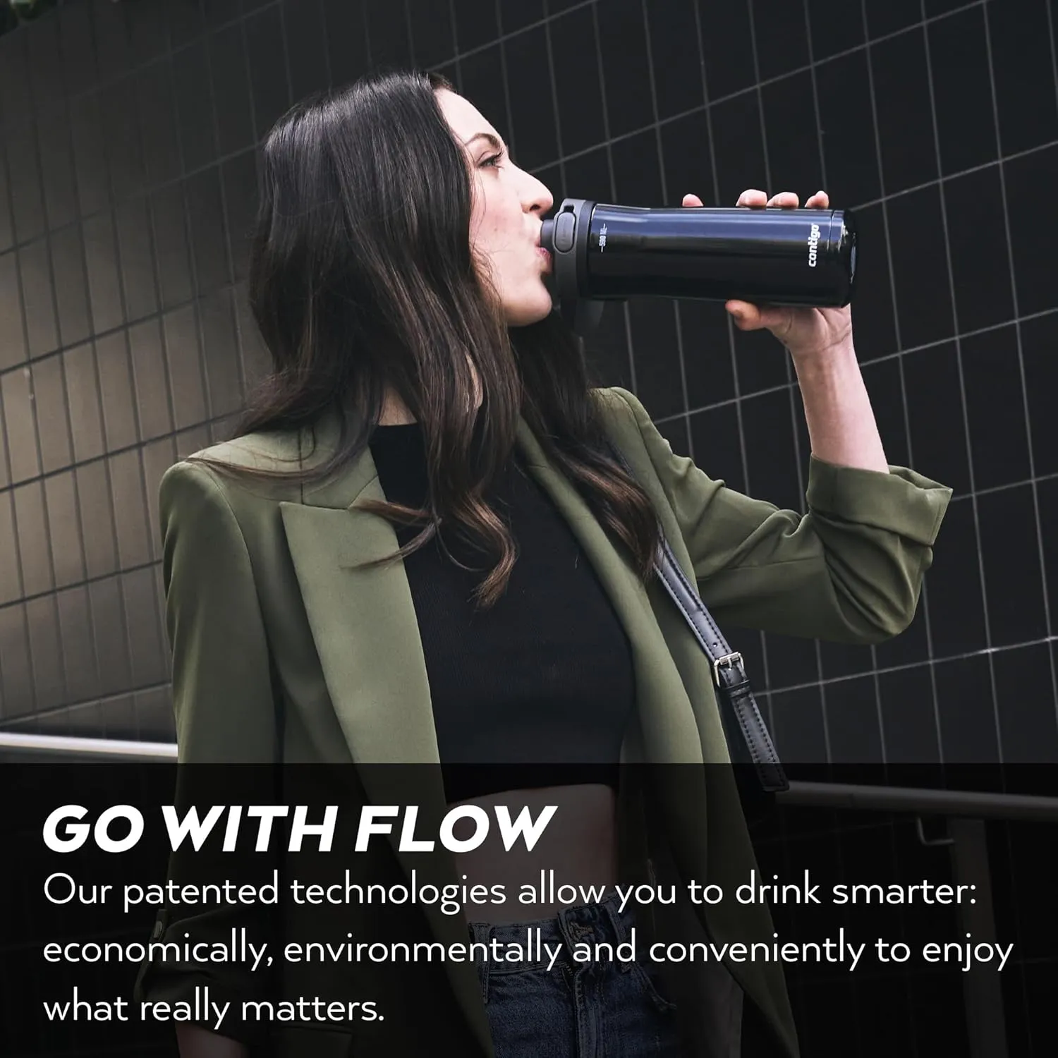 Contigo Jackson Chill Thermal Water Bottle, 590 ml Large BPA-Free Stainless Steel Water Bottle, Leak-Proof Lid, Cools Drinks for up to 12 Hours, Liquorice