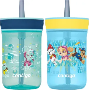 Contigo Paw Patrol Spill-Proof Kids Tumbler with Straw | BPA-Free Plastic Water Bottle | 14oz, 2-Pack for Home, School, Travel