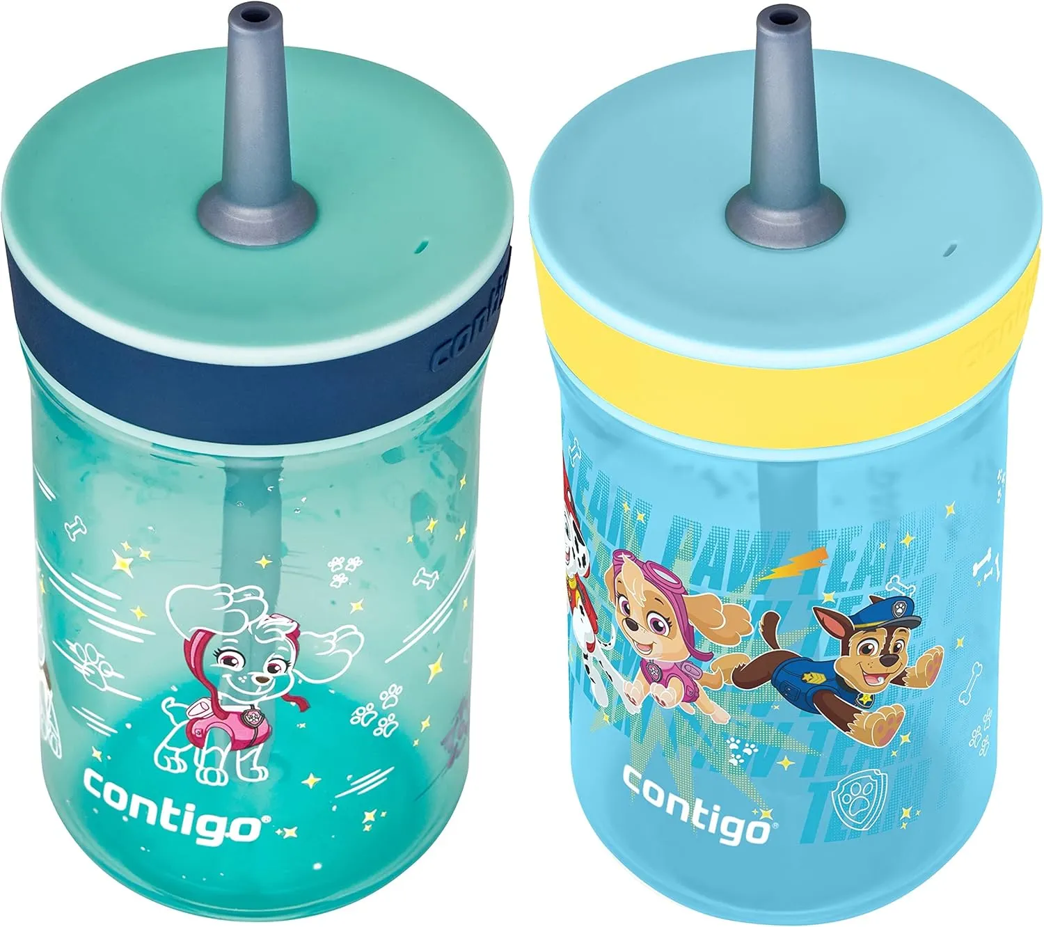Contigo Paw Patrol Spill-Proof Kids Tumbler with Straw | BPA-Free Plastic Water Bottle | 14oz, 2-Pack for Home, School, Travel
