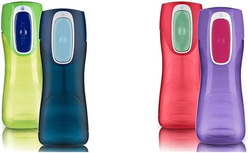 Contigo Trekker Kids 14oz Water Bottle with Spill-Proof Lid 2-Pack, Granny Smith & Nautical and Sprinkles & Wink Prints