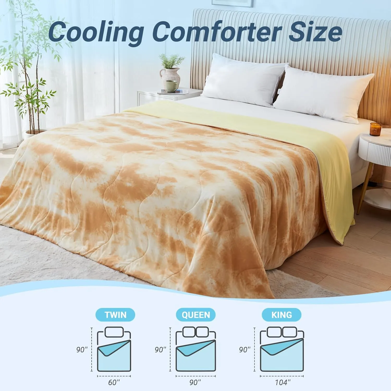 Cooling Comforter Queen Size, Summer Cooling Blankets for Hot Sleepers and Night Sweats, Lightweight Breathable Cooling Comforter Bedding for Sofa, Bed, Camping, Office
