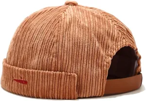 Corduroy Brimless Docker Hat for Unisex Stylish Adjustable Rolled Cuff Skull Cap Harbour Beanie Hats