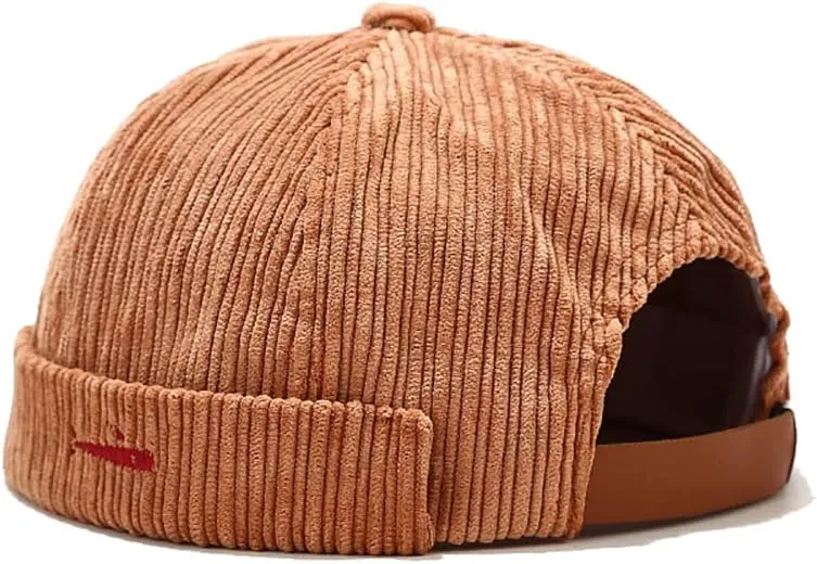 Corduroy Brimless Docker Hat for Unisex Stylish Adjustable Rolled Cuff Skull Cap Harbour Beanie Hats