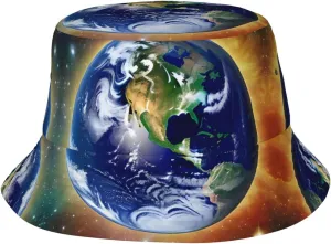 Cosmic Earth Adult Sunshade Bucket hat : No se encoge Lightweight, Breathable, Foldable and Unisex Black, Black, One Size