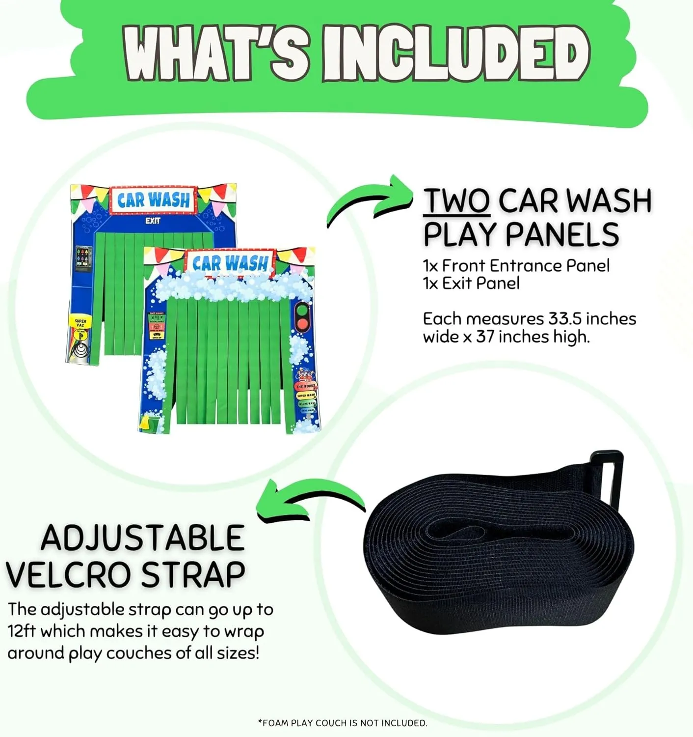 Couch Swag Play Panel for Childrens Foam Sofa Kids Couch (Car Wash)