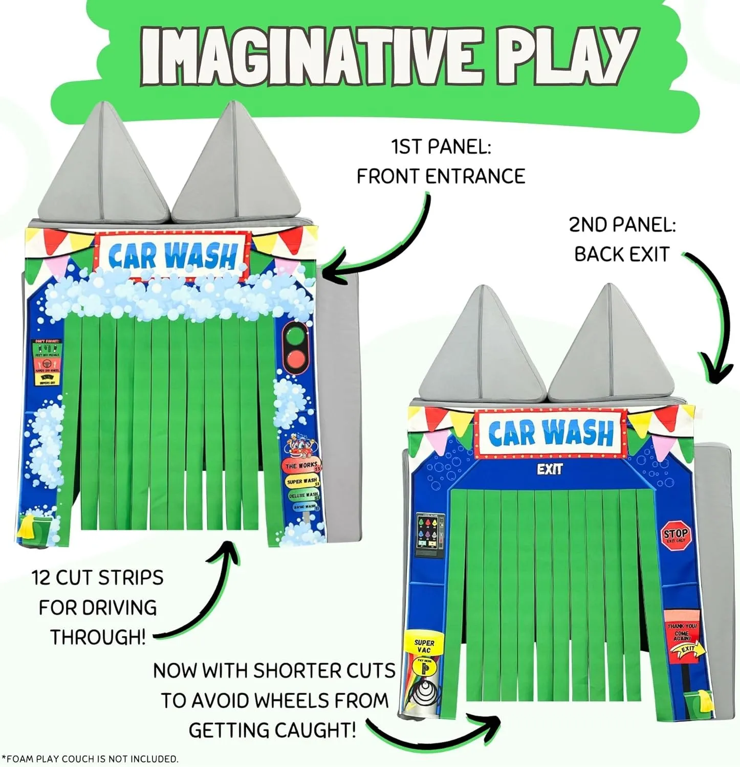 Couch Swag Play Panel for Childrens Foam Sofa Kids Couch (Car Wash)