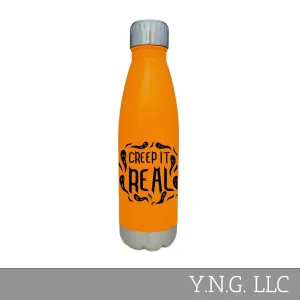 Creep It Real Halloween Theme Orange 17oz Water Bottle LA5139