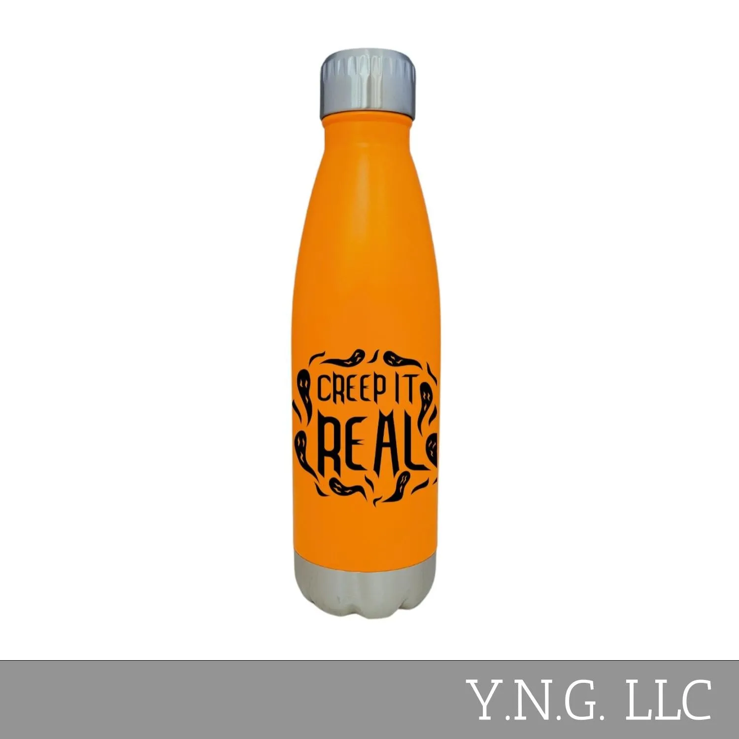 Creep It Real Halloween Theme Orange 17oz Water Bottle LA5139