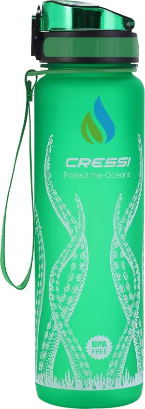 Cressi H2O Frosted Drinking Flask - One Click Opening, Lanyard for Easy Carrying, Filter for Ice and Fruit - 600 ml / 1000 ml - BPA Free - Designed in Italy