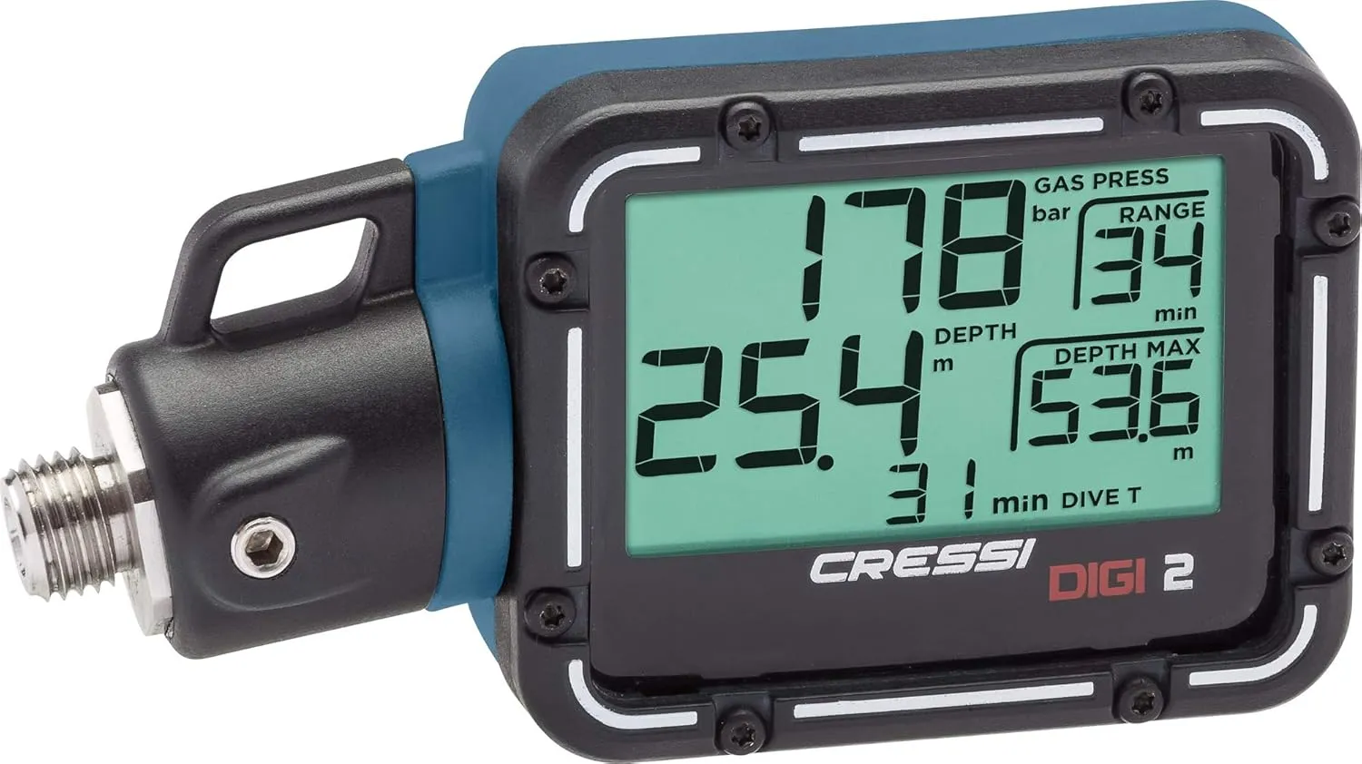 Cressi Scuba Diving Pressure Gauge and Depth Gauge - Easy to Read and Carry - Digi2: Made in Italy