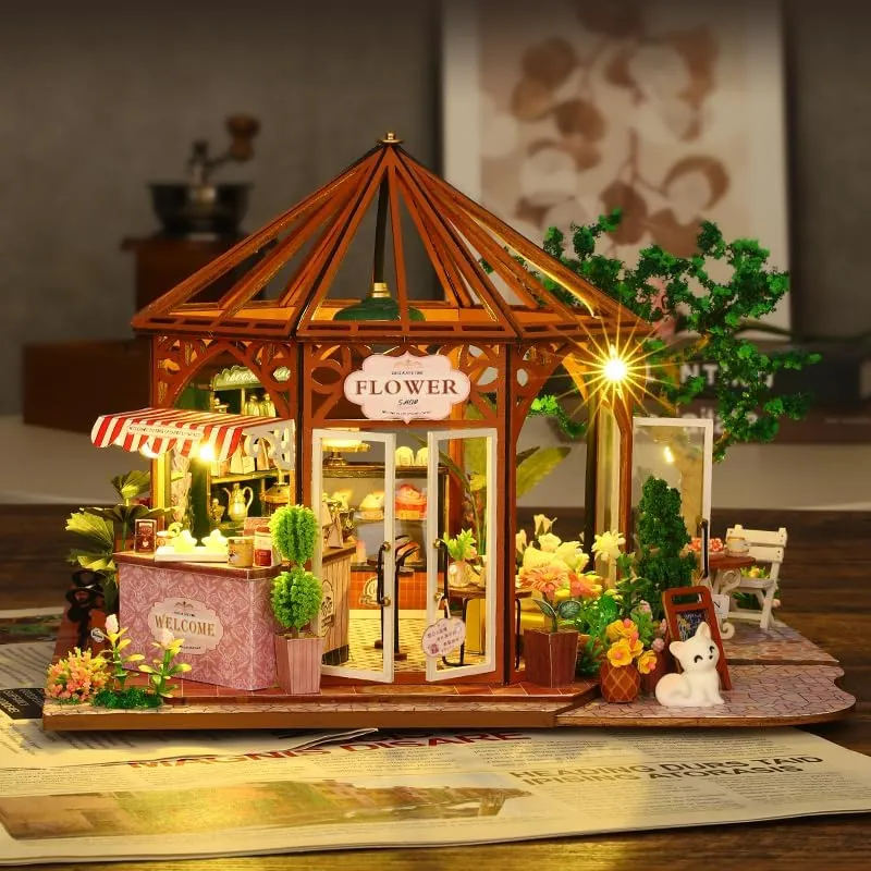 CRIOLPO DIY Doll House Kit, Miniature House Kits for Adults, 1:24 Scale Wooden Craft, Tiny House Model Kits for Inventive Crafting and Relaxation - Siti Mocha