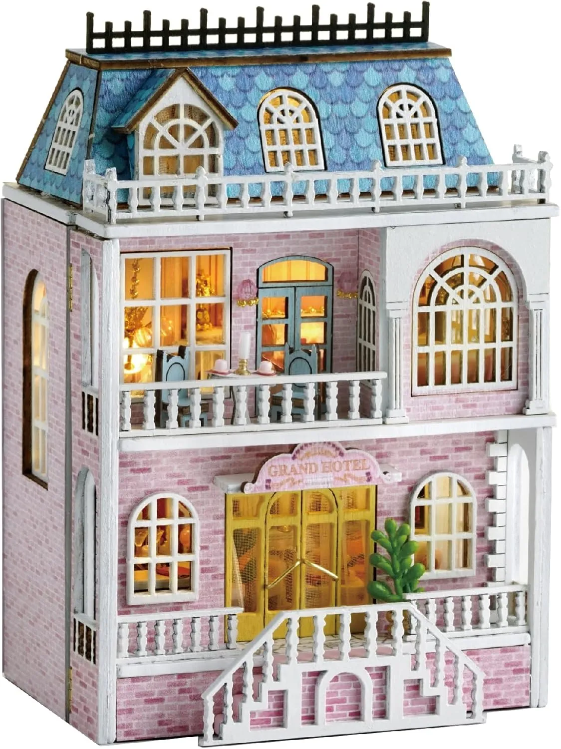 CRIOLPO DIY Miniature Doll House Kit, Tiny Handmade Doll House, Handmade Tiny House with Inventive Furniture, Inventive Woodcrafts Toys, Innovative Toys for Adults - Romantic Castle