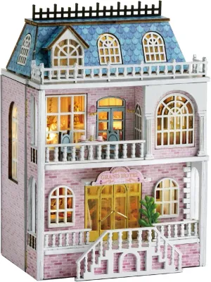 CRIOLPO DIY Miniature Doll House Kit, Tiny Handmade Doll House, Handmade Tiny House with Inventive Furniture, Inventive Woodcrafts Toys, Innovative Toys for Adults - Romantic Castle