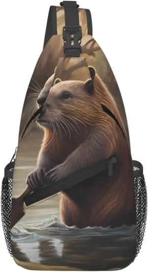 Cross Chest Bag Diagonally - Quality, Durable, and Spacious Shoulder Bag for Men and Women beaver working Printing