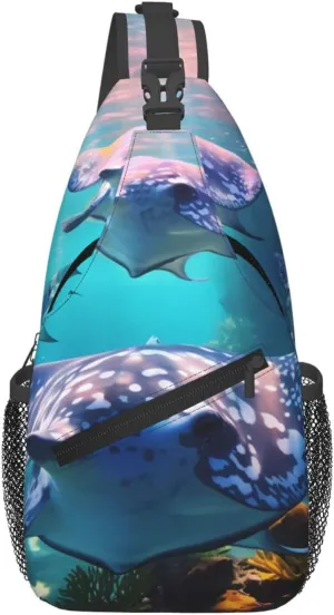 Cross Chest Bag Diagonally - Quality, Durable, and Spacious Shoulder Bag for Men and Women Sea Animals Stingrays Prints