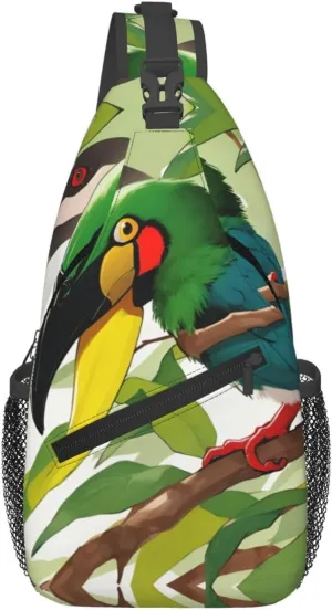 Cross Chest Bag Diagonally - Quality, Durable, and Spacious Shoulder Bag for Men and Women toucantropical beak Pattern