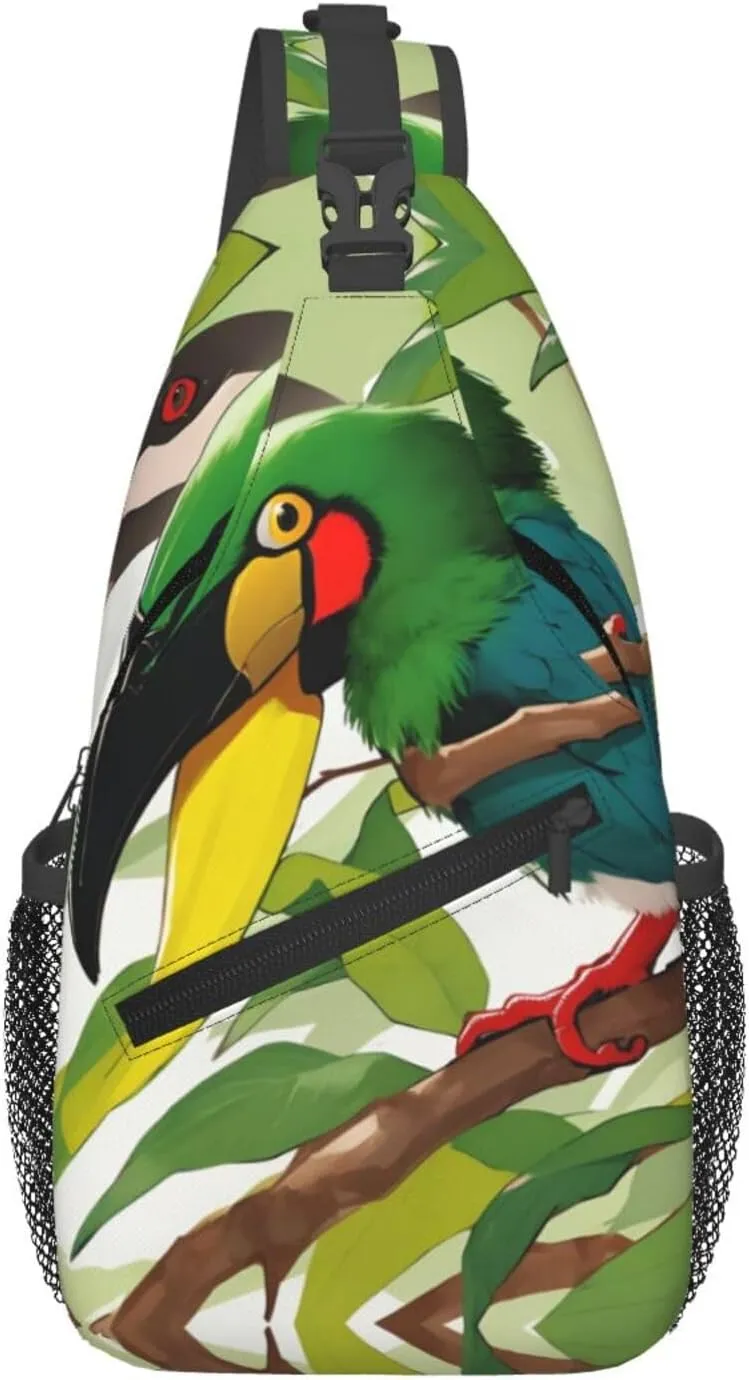 Cross Chest Bag Diagonally - Quality, Durable, and Spacious Shoulder Bag for Men and Women toucantropical beak Pattern