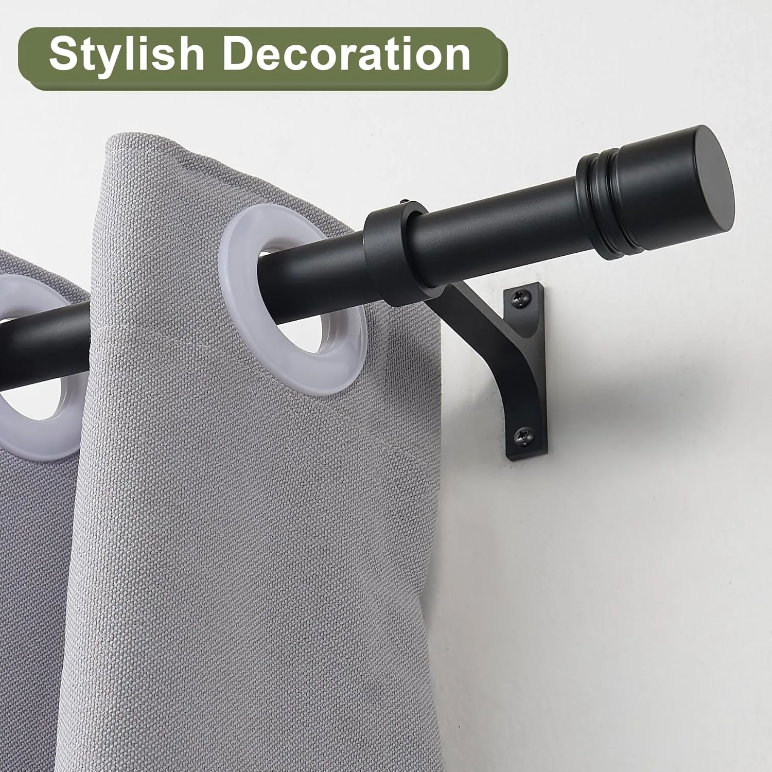 Curtain Rods for Windows 28 to 150 Inches, Vimayta 1 Inch Adjustable Heavy Duty Drapery Rod with Aluminum Alloy Finials and Brackets for Living Room, Bedroom, Kitchen, Patio, Sliding Door, Matte Black
