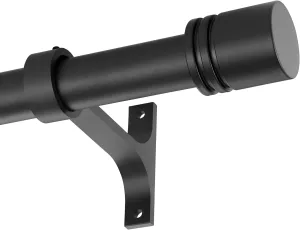 Curtain Rods for Windows 28 to 150 Inches, Vimayta 1 Inch Adjustable Heavy Duty Drapery Rod with Aluminum Alloy Finials and Brackets for Living Room, Bedroom, Kitchen, Patio, Sliding Door, Matte Black