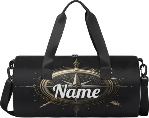 Custom Dance Duffel Bag Sport Backpacks Gyms and Weekend Overnight Travel Duffle Bag Birthday Christmas Halloween Waterproof, Compass Pattern